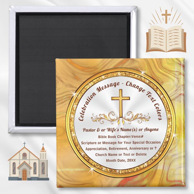 Imán Souvenirs de la iglesia para el aniversario o cual (Personalized, Church anniversary souvenir ideas. Scripture Souvenirs. Bulk gifts for church members.)