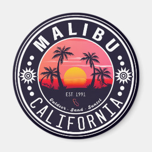 Imán Souvenirs de palmeras de los años 60 de Malibu Ca