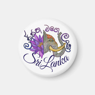 Imán souvenirs de Sri Lanka con elefante y Lotus