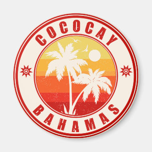 Imán Souvenirs Retro Sunset de Coco Cay Bahamas años 60