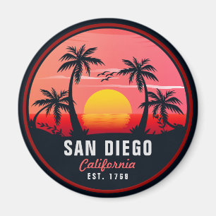 Imán Souvenirs Retro Sunset de San Diego California de