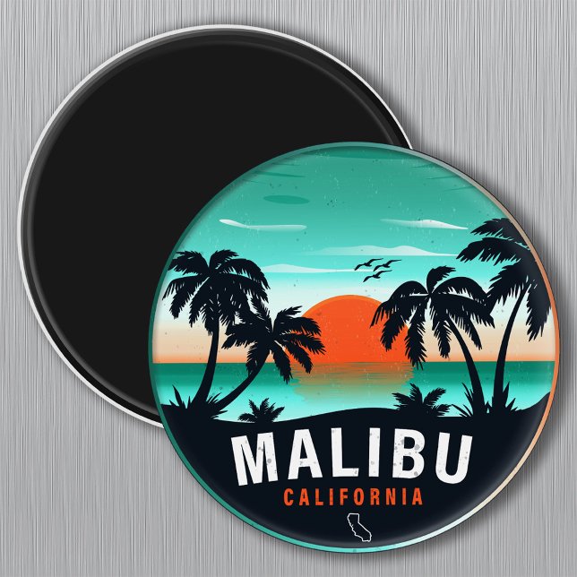 Imán Souvenirs tropicales de Malibu California Retro Su (Subido por el creador)