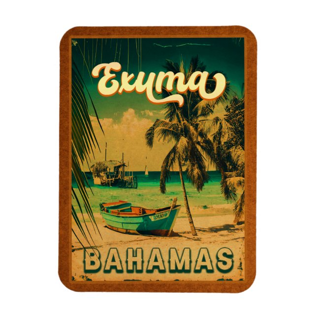 Imán Souvenirs Vintage Beach de las Bahamas Exuma (Vertical)