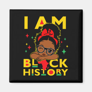 Imán Soy Camiseta de Historia Negra para Niñas y Niños