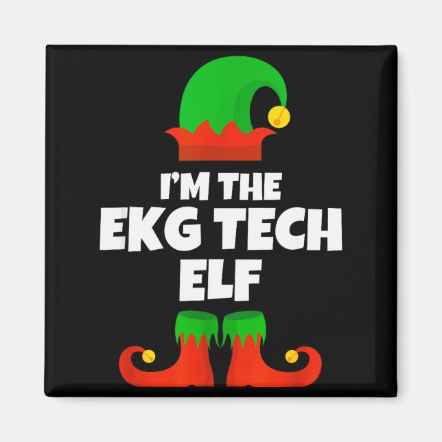 Imán Soy Ekg Tech Elf Familia Pijama Navidad Electroca (Frente)