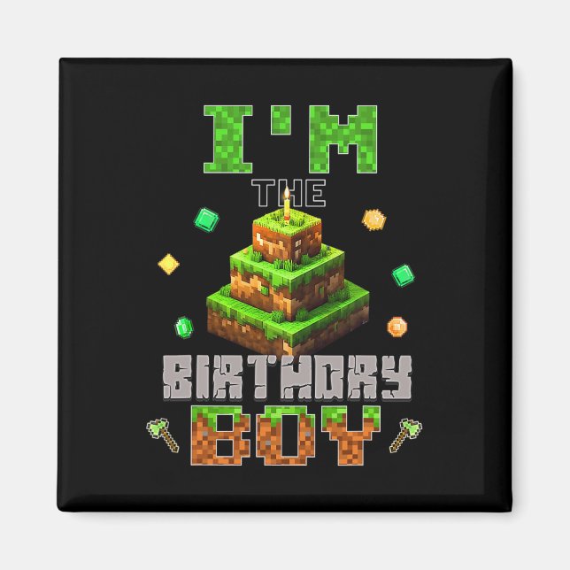 Imán Soy el Fiesta de cumpleaños de video jugador Pixel (Frente)