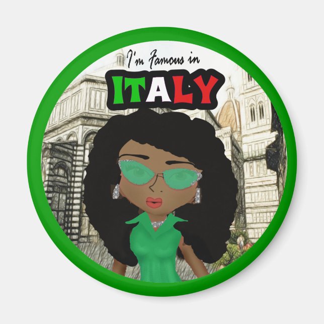 Imán Soy famoso en Italia Diva - Oscuro (Frente)