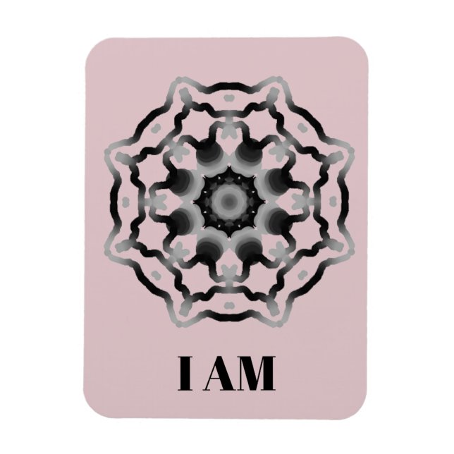 Imán *~* "SOY" Gris negro morado Mandala Crown Chakra (Vertical)