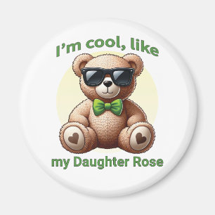 Imán Soy Guay Teddy Bear con Personalizable Green Bow