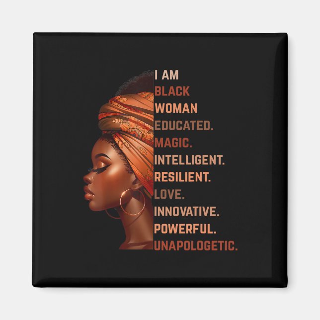 Imán Soy mujer negra educada mágica inteligente Melani (Frente)