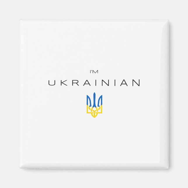 Imán Soy ucraniano - Soy de Ucrania Bandera de Tridente (Frente)