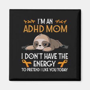 Imán Soy un Adhd Mom Awareness Naranja Ribbon Sloth Adh