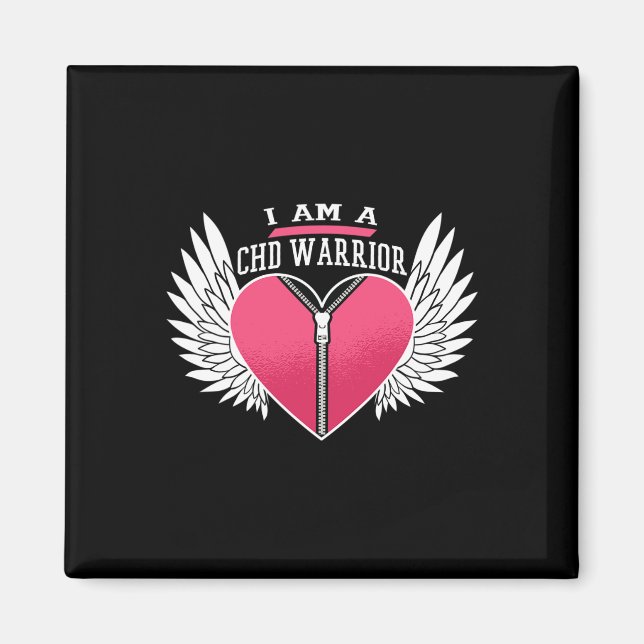 Imán Soy Un Chd Warrior Zipper Heart Con Ángel Wings (Frente)