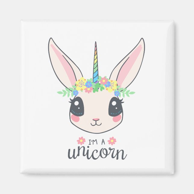 Imán Soy un conejo unicornio (arte lindo para Chicas) (Frente)