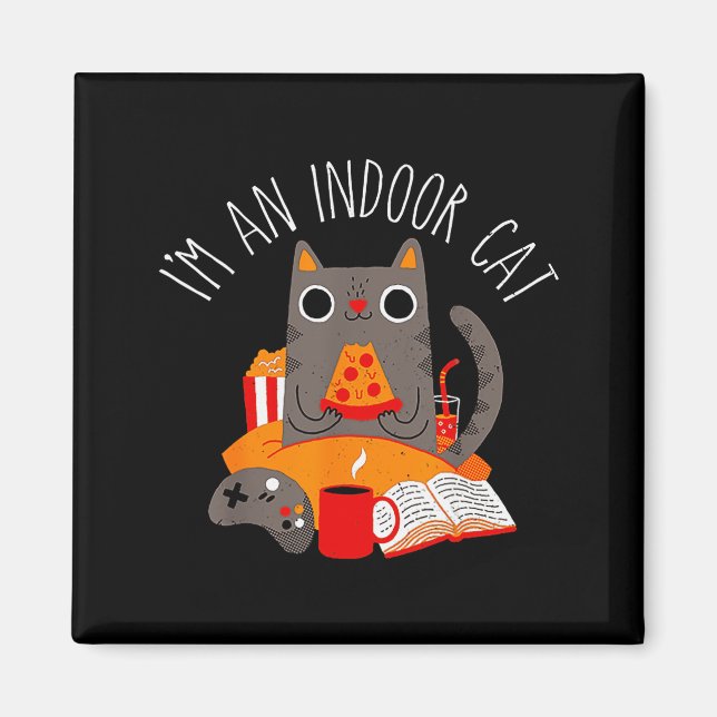 Imán Soy Un Gato De Interior Divertido Leyendo Café Jug (Frente)