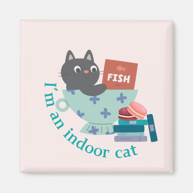 Imán Soy un gato divertido de interior (Frente)