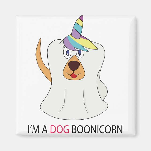 Imán Soy un mago de orineta de perro con unicornio (Frente)