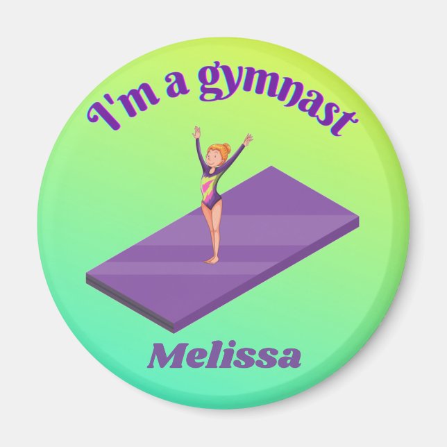 Imán Soy una gimnasta - Chica con Leotard sobre Gimnasi (Frente)