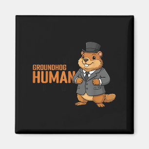 Imán Soy una marmota con un disfraz de humano Feliz día