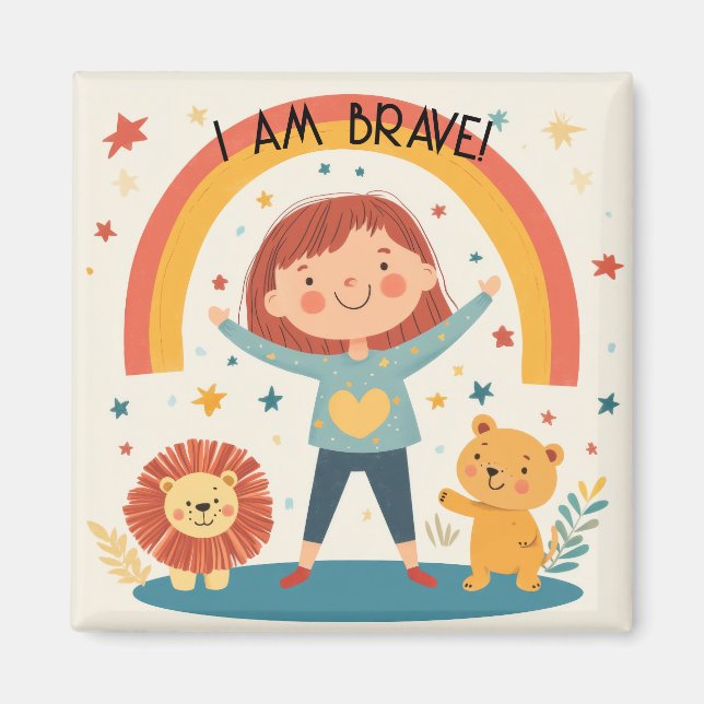 Imán Soy valiente - Afirmación de niños (Frente)