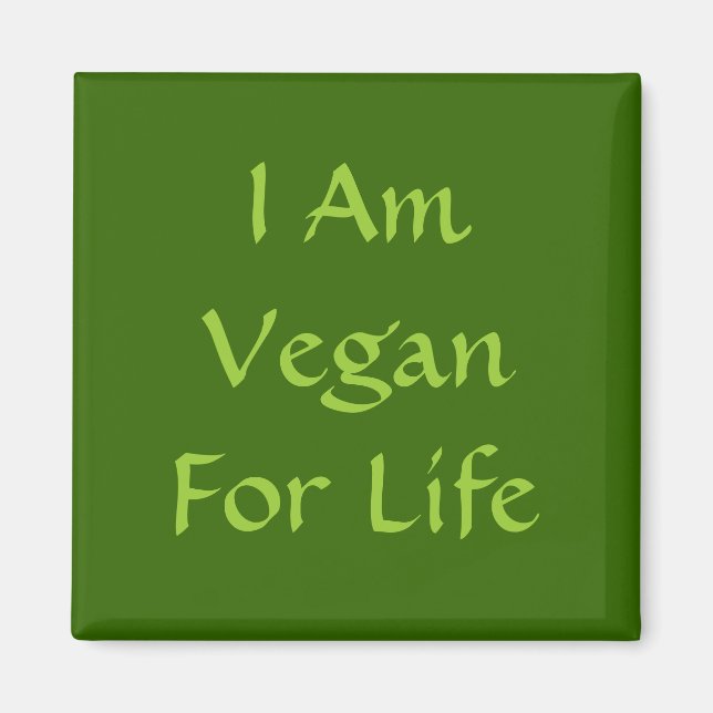 Imán Soy Vegan De Por Vida. Verde. Lema. Personalizado (Frente)