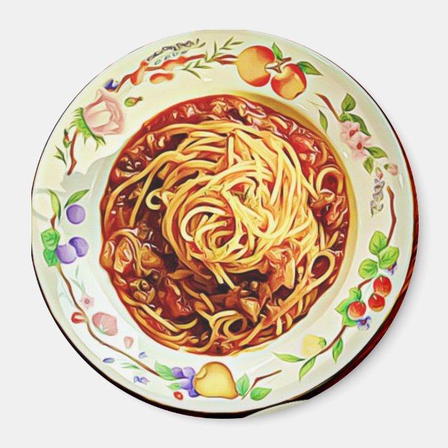 Imán Spaghetti and Meatball Food Refrigerator Magnet (Frente)