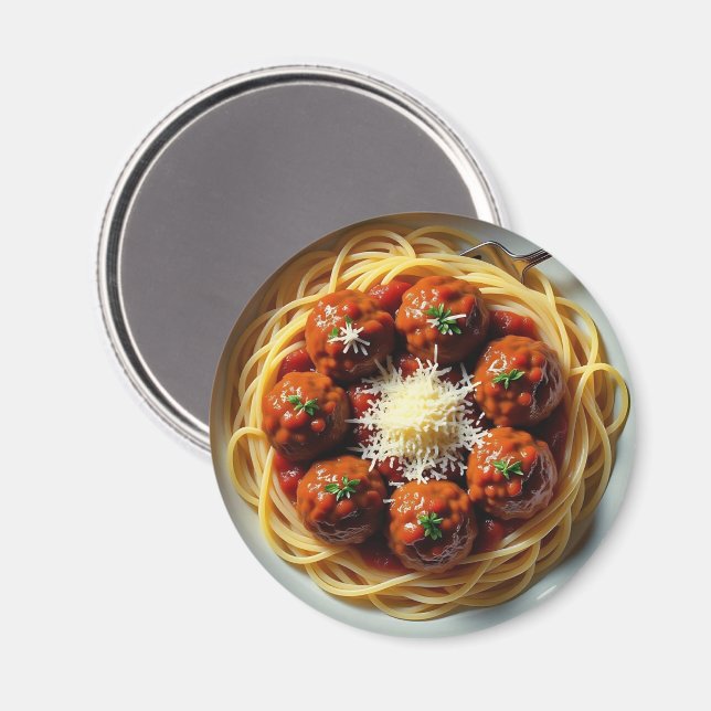 Imán Spaghetti con Meatball Dinner (Anverso/Reverso)