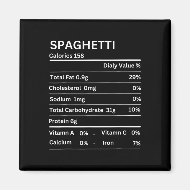 Imán Spaghetti Nutrition Hechos Graciosos Día de Acción (Frente)