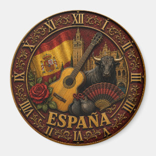 Imán Spain Flag Spanish Bull Guitar Flamenco Vintage 