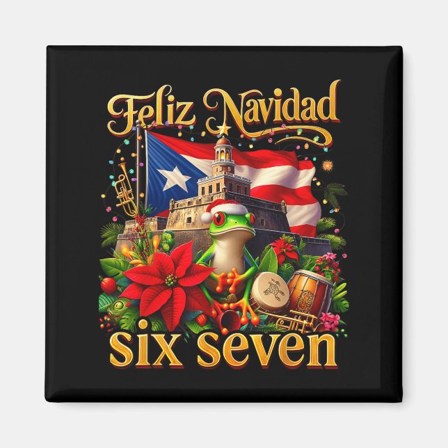 Imán Spanish Christmas Funny Puerto Rico Boricua Coqui  (Frente)