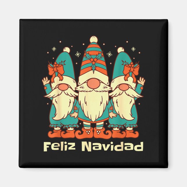 Imán Spanish Christmas Gnomes Feliz Navidad  (Frente)