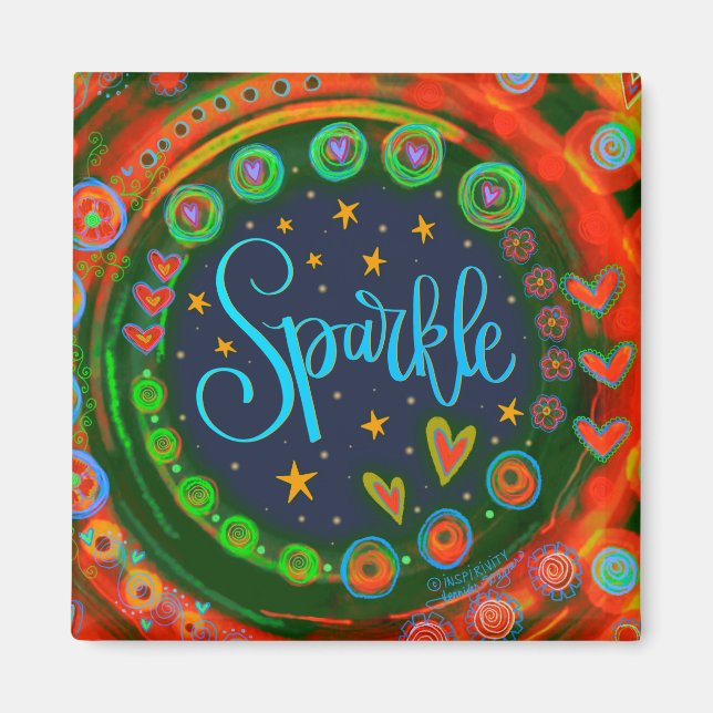 Imán Sparkle Hearts Bonito Divertida Inespiritualidad C (Frente)
