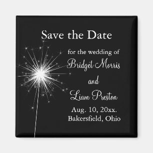 Imán Sparkler Wedding Save the Date (negro)