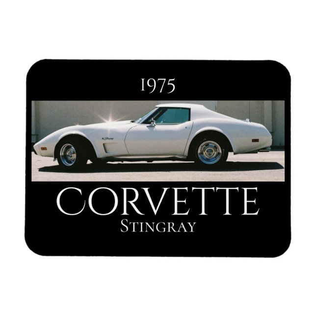 Imán Sparkling White '75 Corvette (Horizontal)