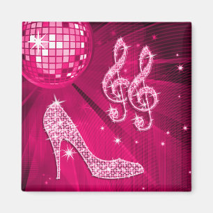 Imán Sparkly Hot Pink Music Note y Stiletto Heal