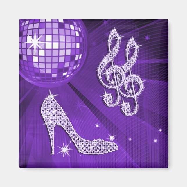 Imán Sparkly Purple/ Lilac Music Note y Stiletto Heal (Frente)
