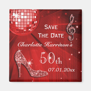 Imán Sparkly Stiletto Heel 50º cumpleaños Save The Date