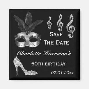 Imán Sparkly Stiletto, Masquerade & Music Save the Date