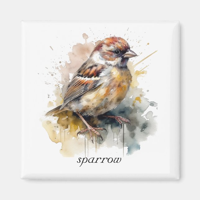 Imán Sparrow de acuarela rusa, personalizado (Frente)