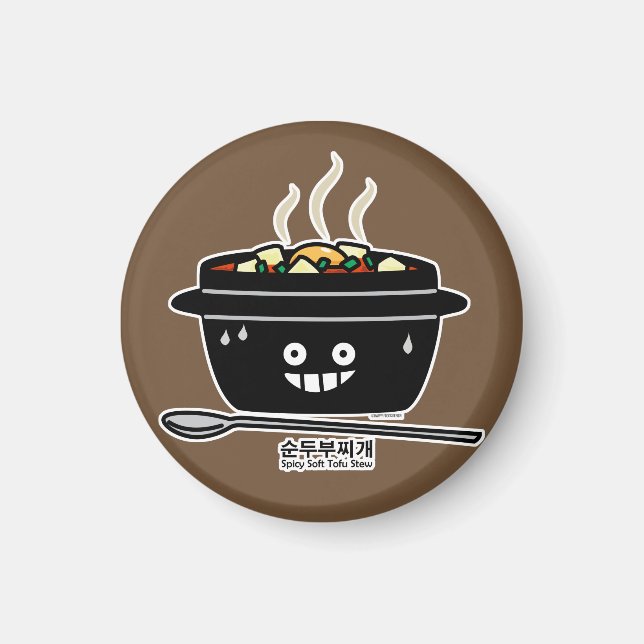 Imán Spicy coreano suave tofu sopa de estofado Sundubu  (Frente)