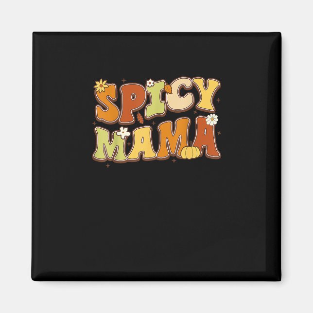 Imán Spicy Mama Happy It's Fall Y Groovy Retro (Frente)