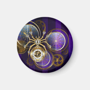 Imán Spider Steampunk sobre fondo morado