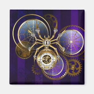 Imán Spider Steampunk sobre fondo morado