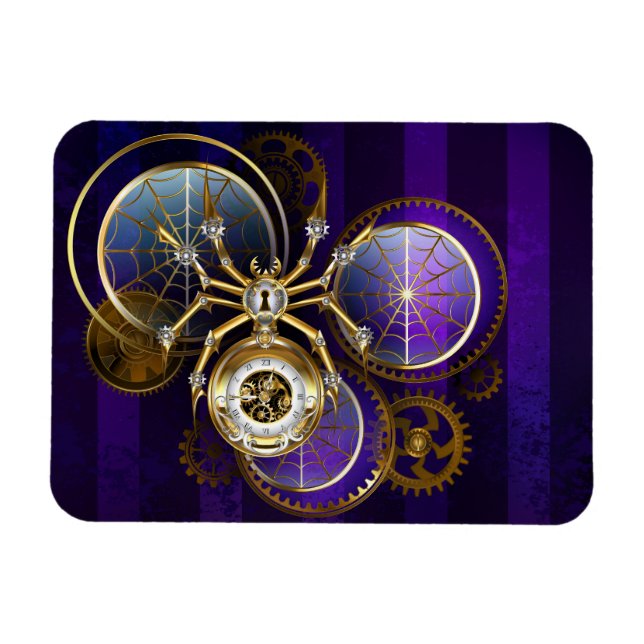 Imán Spider Steampunk sobre fondo morado (Horizontal)