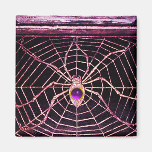 Imán SPIDER Y WEB morado Ametisto negro
