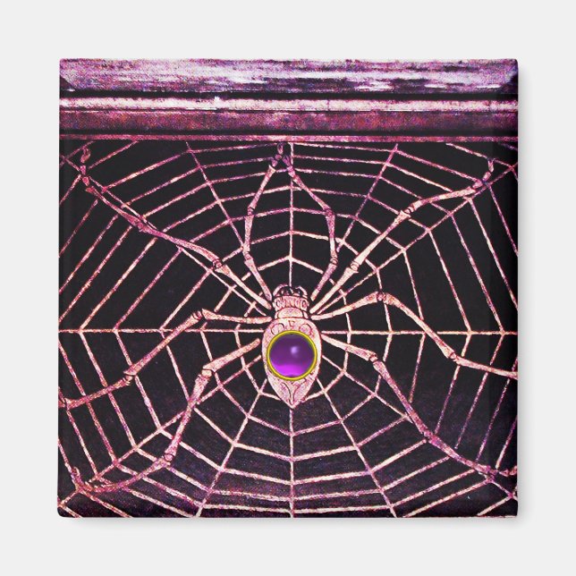 Imán SPIDER Y WEB morado Ametisto negro (Frente)