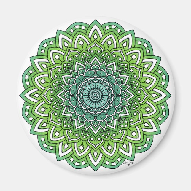 Imán Spiky Green Flower Mandala (Frente)