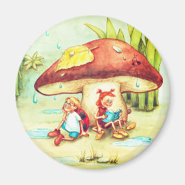 Imán Spinne Sonja und Marienkäfer Kai unter einem Pilz