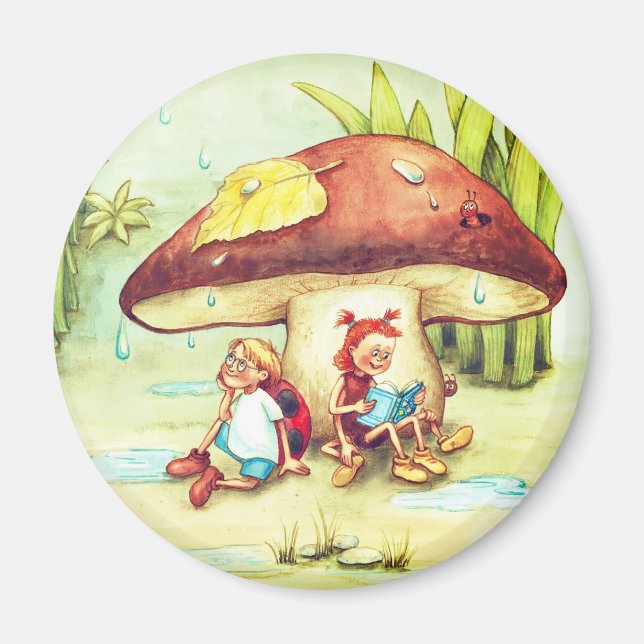 Imán Spinne Sonja und Marienkäfer Kai unter einem Pilz (Frente)