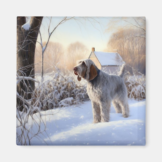 Imán Spinone Italiano Deja que nieve Navidad (Frente)